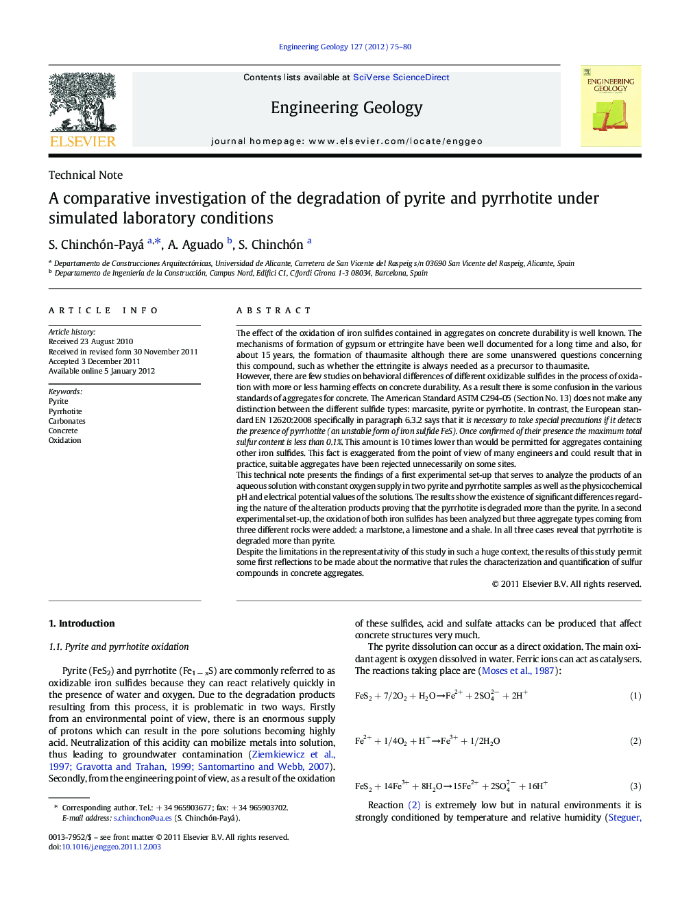 A comparative investigation of the degradation of pyrite and pyrrhotite under simulated laboratory conditions