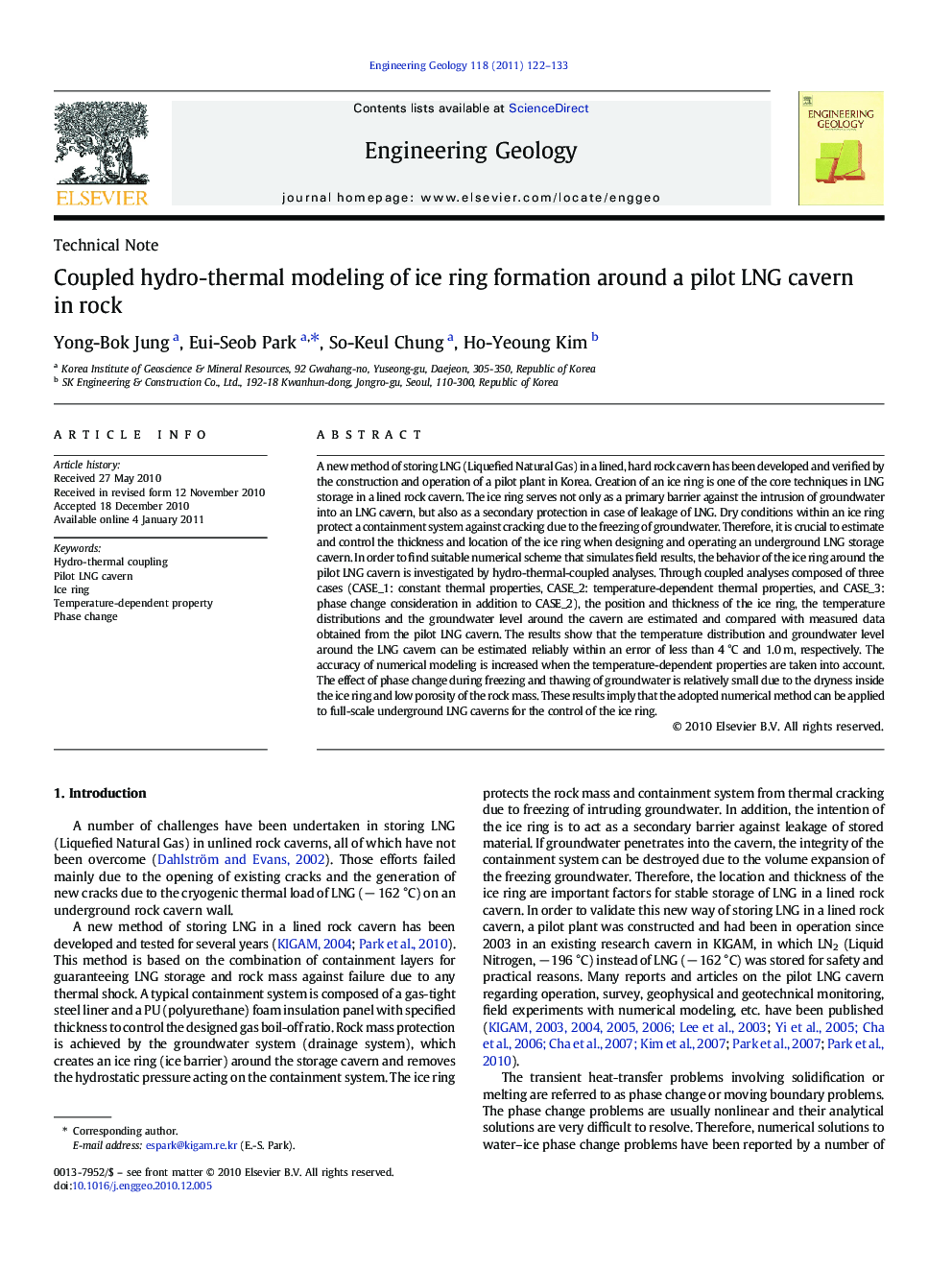 Coupled hydro-thermal modeling of ice ring formation around a pilot LNG cavern in rock