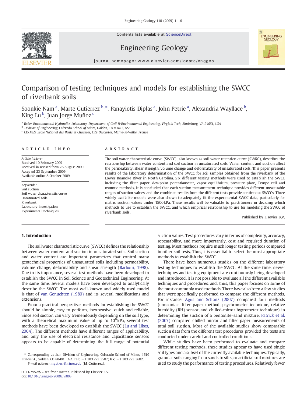 Comparison of testing techniques and models for establishing the SWCC of riverbank soils