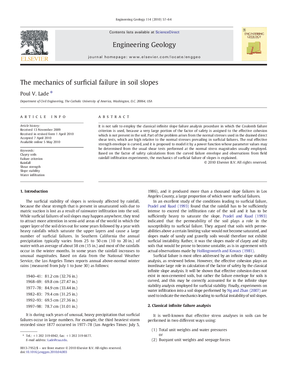 The mechanics of surficial failure in soil slopes