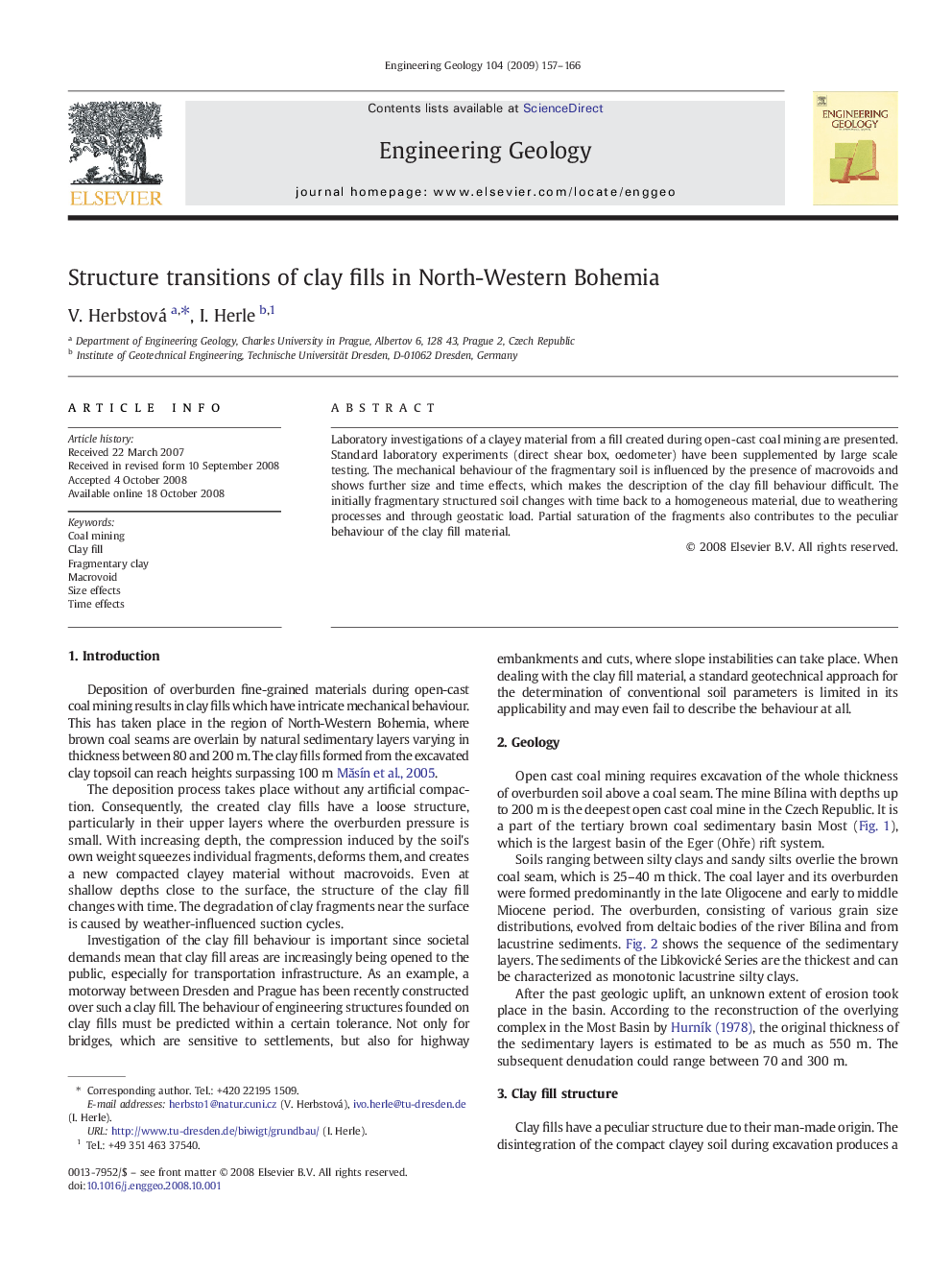 Structure transitions of clay fills in North-Western Bohemia