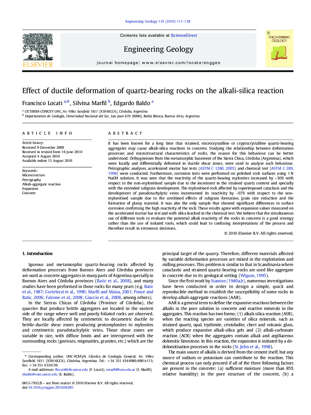 Effect of ductile deformation of quartz-bearing rocks on the alkali-silica reaction