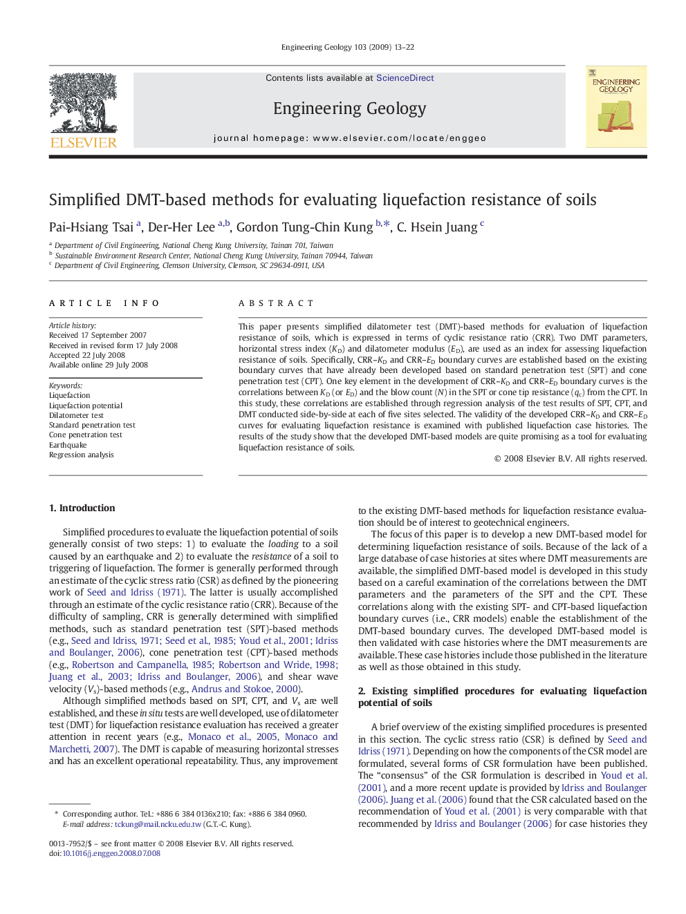 Simplified DMT-based methods for evaluating liquefaction resistance of soils