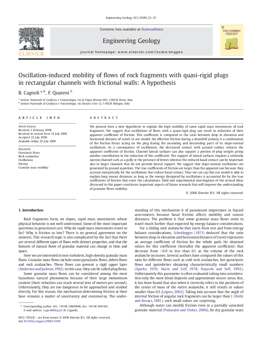 Oscillation-induced mobility of flows of rock fragments with quasi-rigid plugs in rectangular channels with frictional walls: A hypothesis