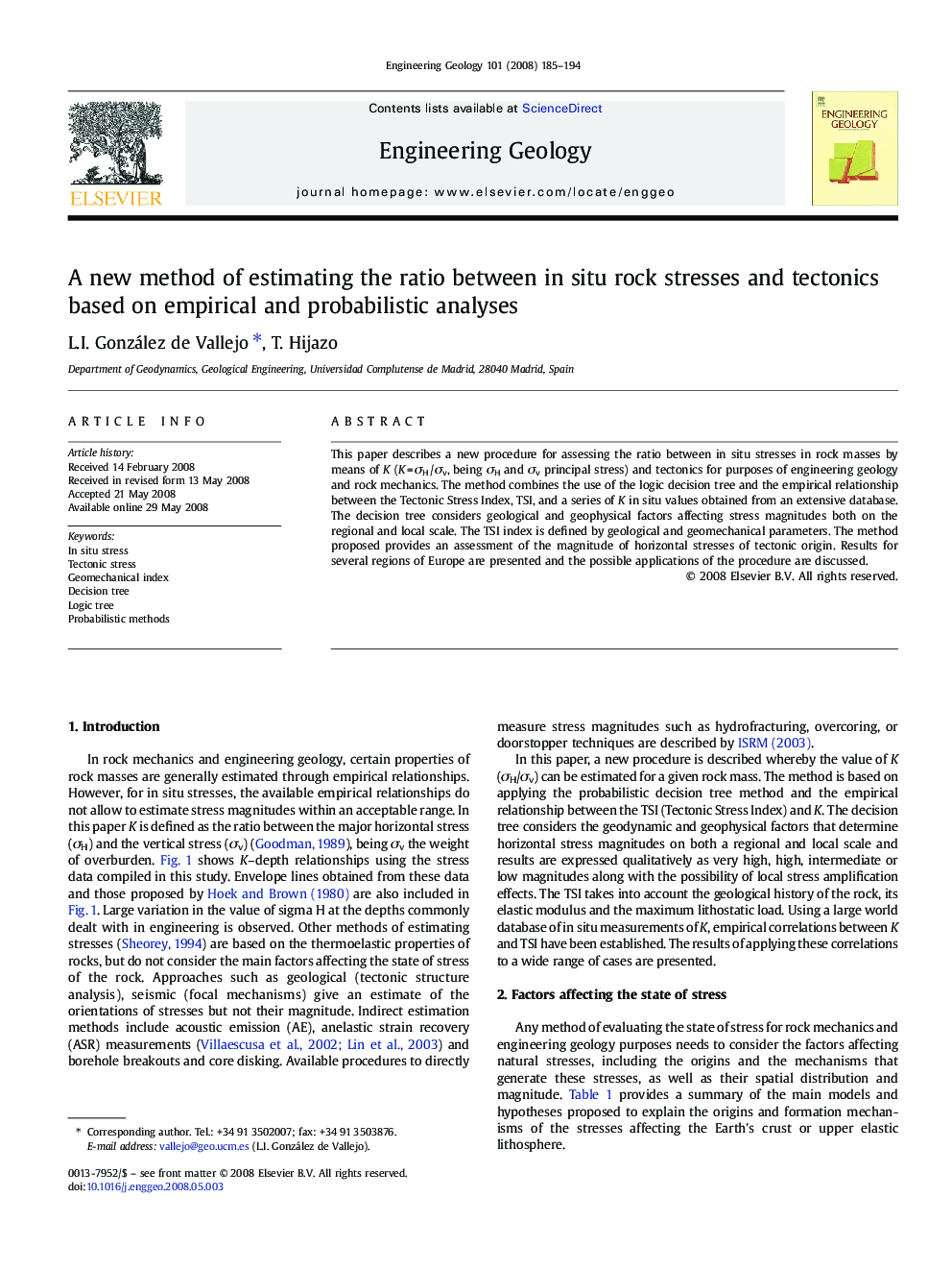 A new method of estimating the ratio between in situ rock stresses and tectonics based on empirical and probabilistic analyses