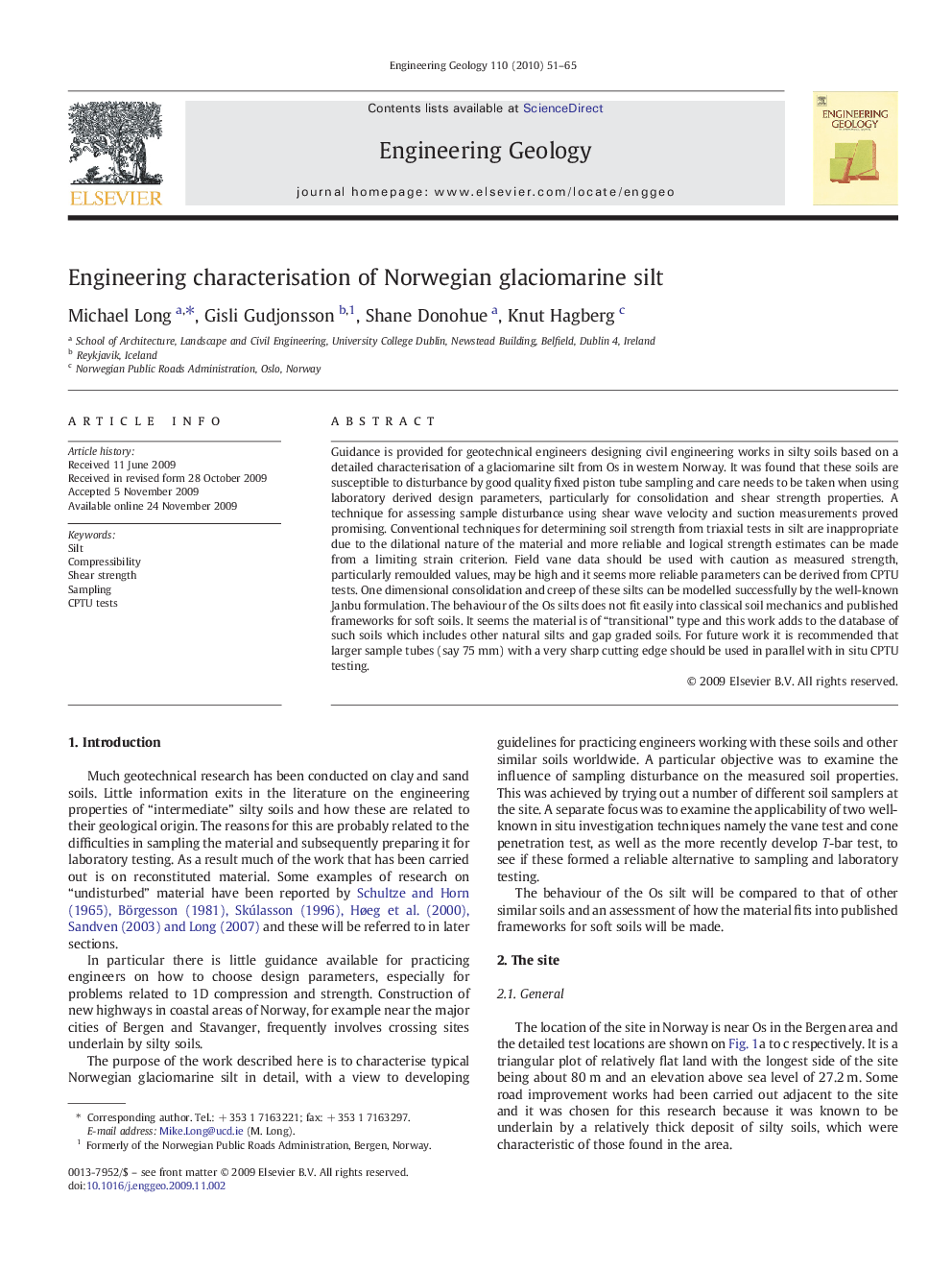 Engineering characterisation of Norwegian glaciomarine silt