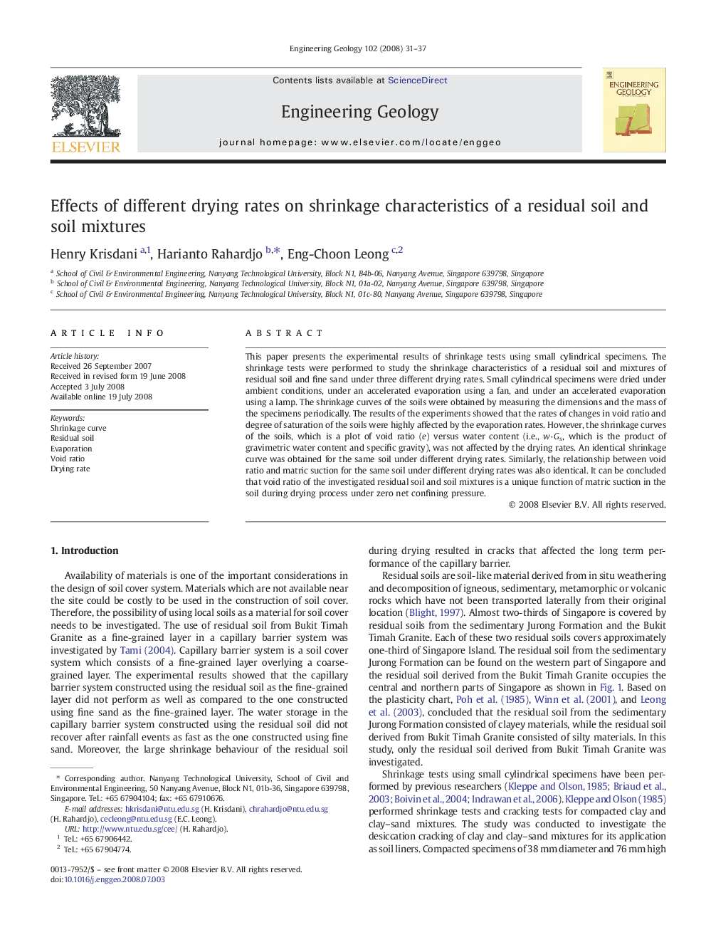 Effects of different drying rates on shrinkage characteristics of a residual soil and soil mixtures