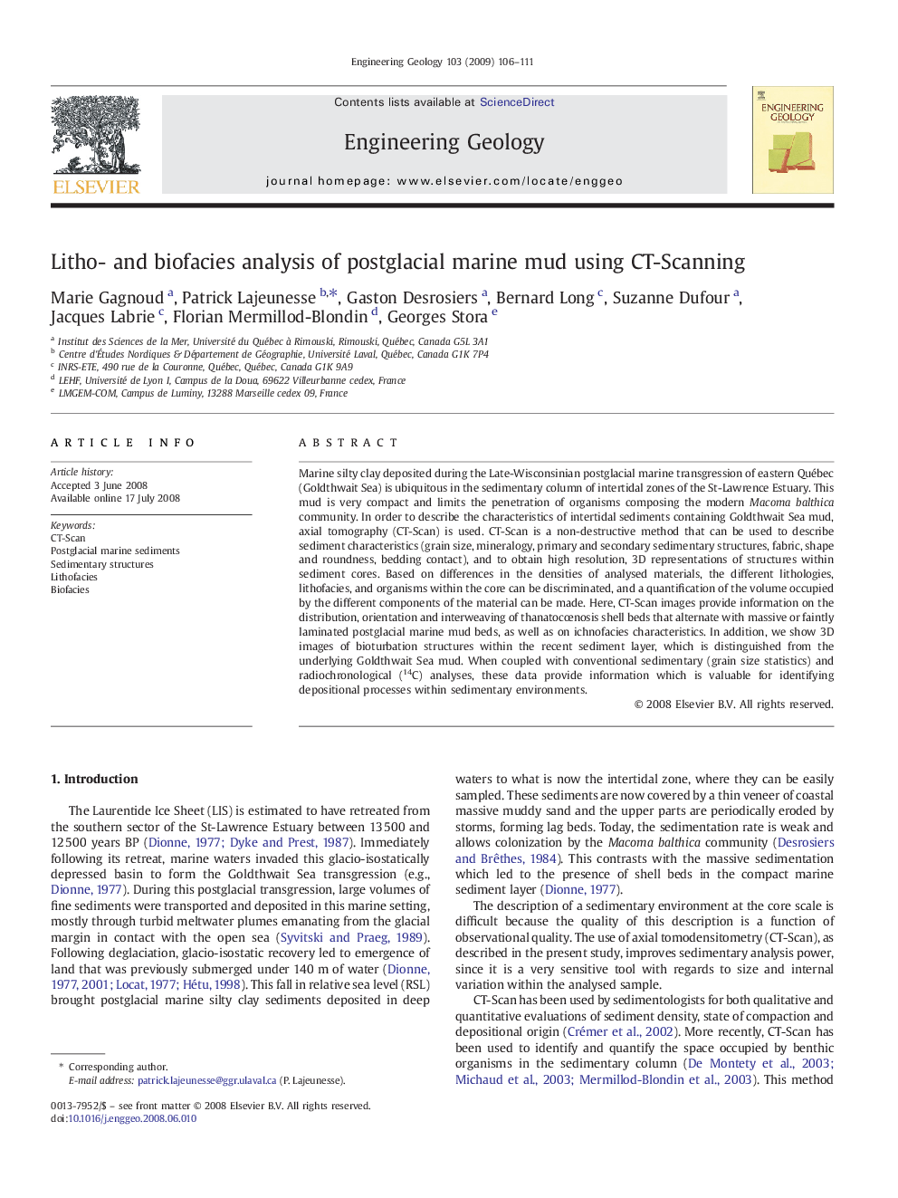 Litho- and biofacies analysis of postglacial marine mud using CT-Scanning