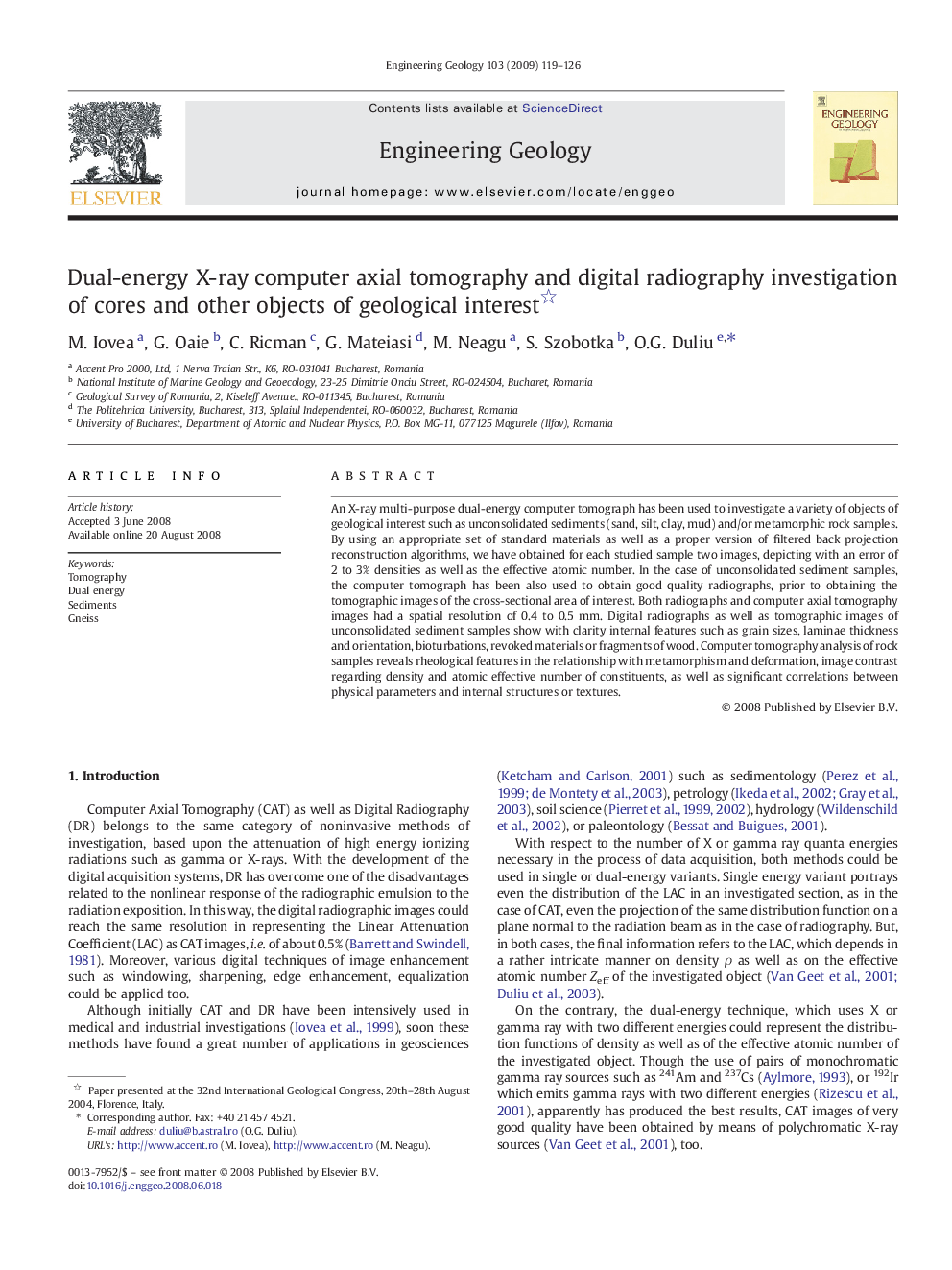 Dual-energy X-ray computer axial tomography and digital radiography investigation of cores and other objects of geological interest