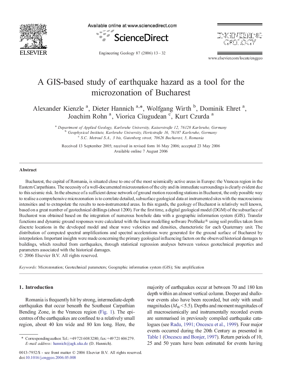 A GIS-based study of earthquake hazard as a tool for the microzonation of Bucharest