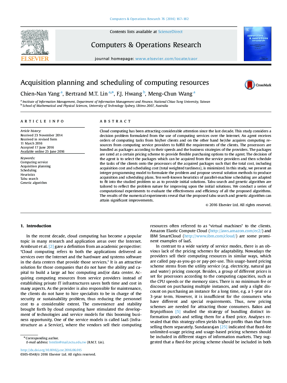 Acquisition planning and scheduling of computing resources