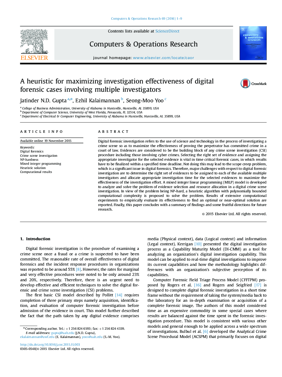 A heuristic for maximizing investigation effectiveness of digital forensic cases involving multiple investigators