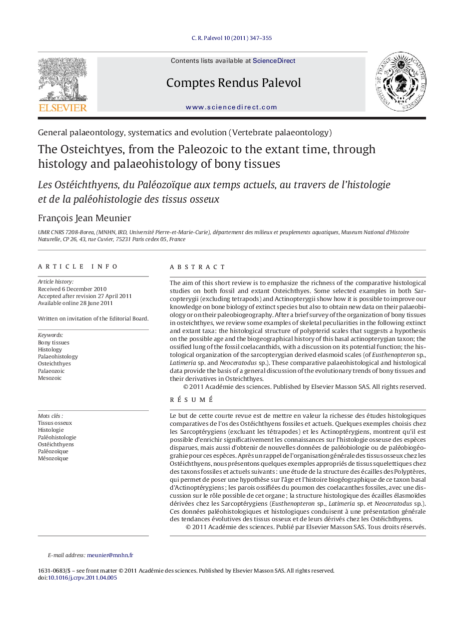 The Osteichtyes, from the Paleozoic to the extant time, through histology and palaeohistology of bony tissues