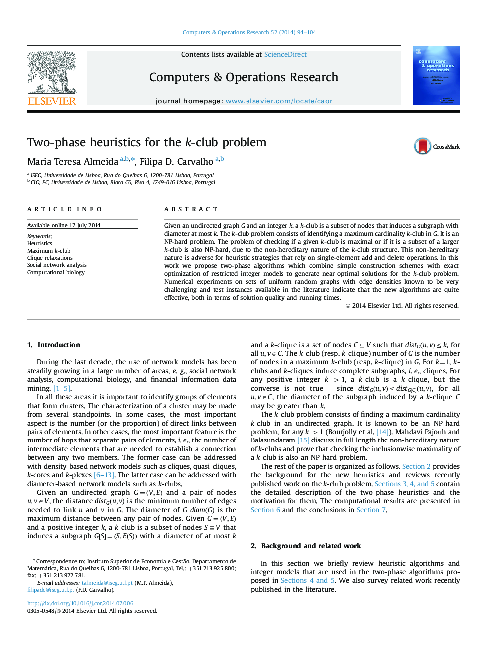 Two-phase heuristics for the k-club problem