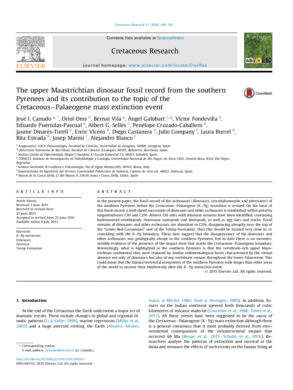 The upper Maastrichtian dinosaur fossil record from the southern Pyrenees and its contribution to the topic of the Cretaceous–Palaeogene mass extinction event