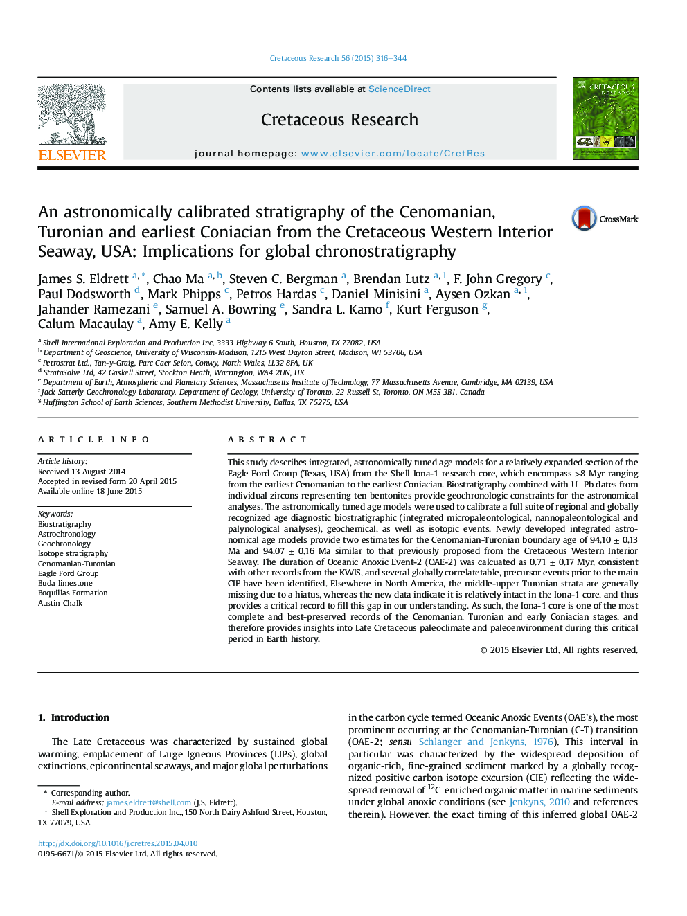 An astronomically calibrated stratigraphy of the Cenomanian, Turonian and earliest Coniacian from the Cretaceous Western Interior Seaway, USA: Implications for global chronostratigraphy