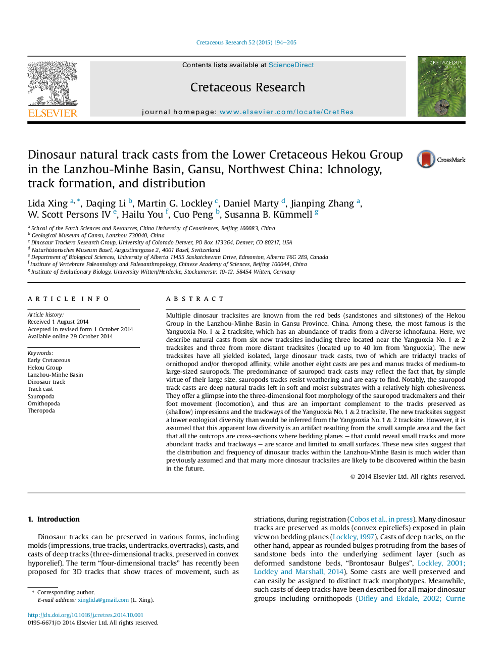 Dinosaur natural track casts from the Lower Cretaceous Hekou Group in the Lanzhou-Minhe Basin, Gansu, Northwest China: Ichnology, track formation, and distribution