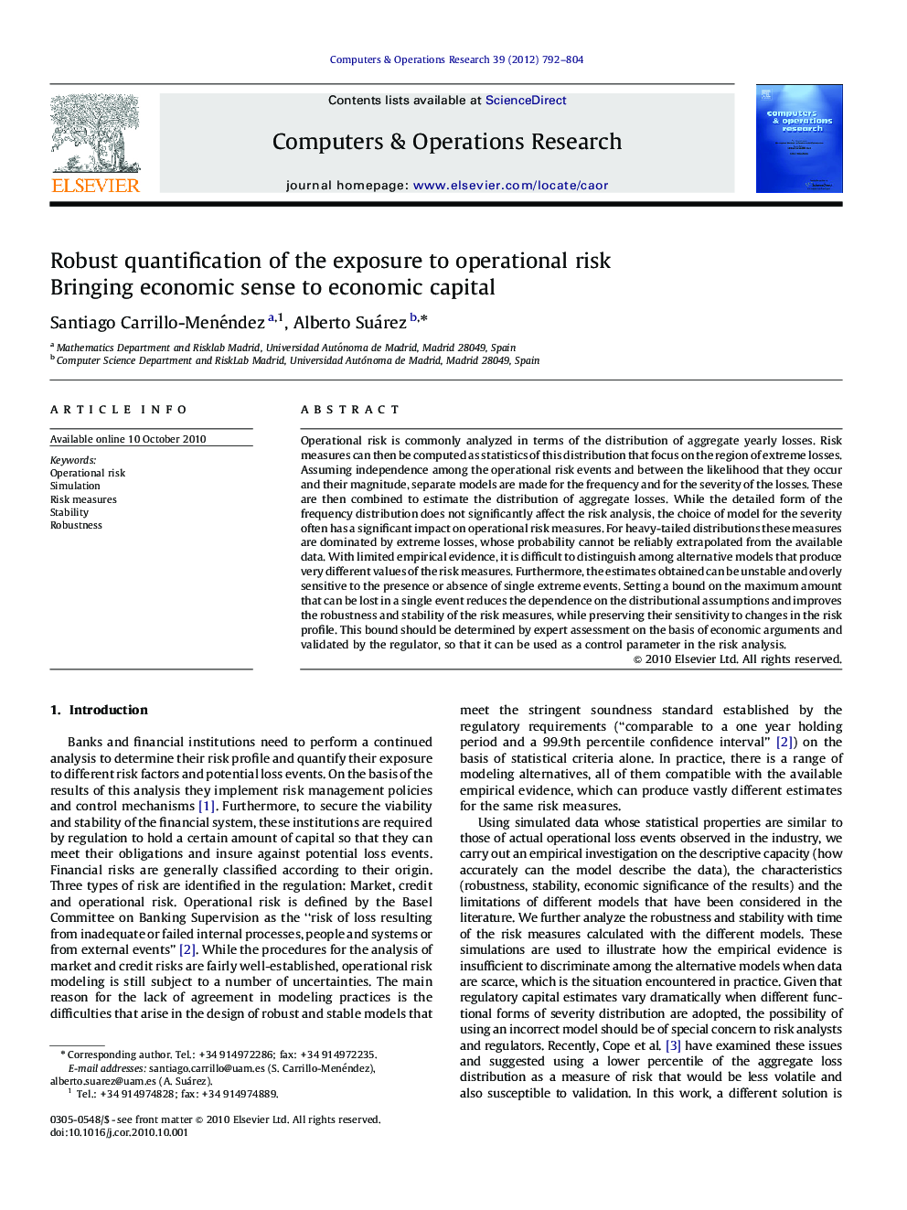 Robust quantification of the exposure to operational risk: Bringing economic sense to economic capital