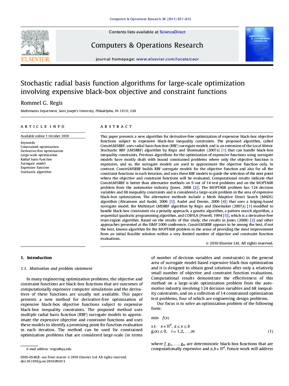 Stochastic radial basis function algorithms for large-scale optimization involving expensive black-box objective and constraint functions