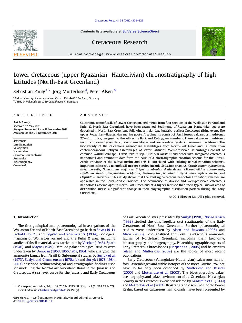 Lower Cretaceous (upper Ryazanian–Hauterivian) chronostratigraphy of high latitudes (North-East Greenland)