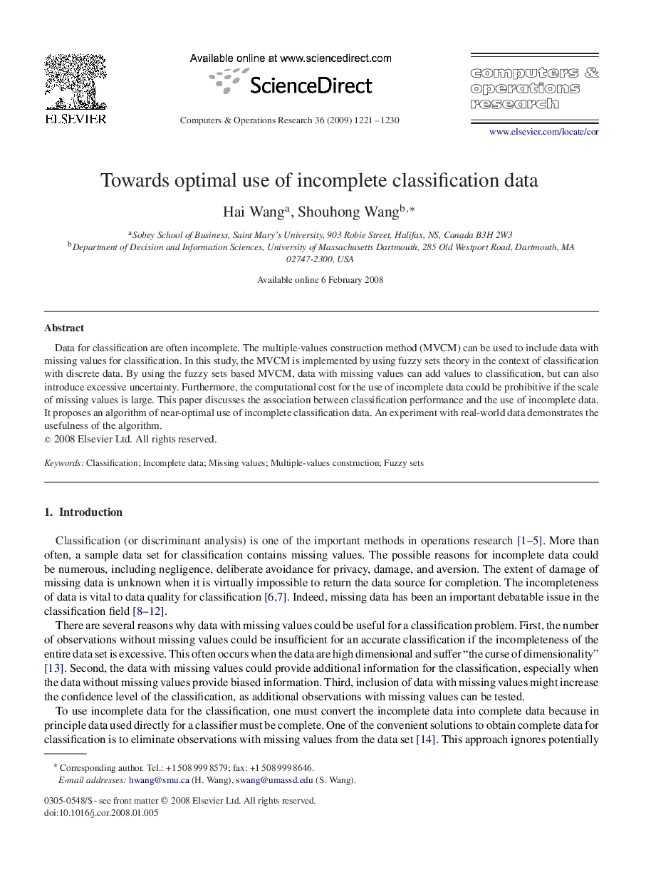 Towards optimal use of incomplete classification data