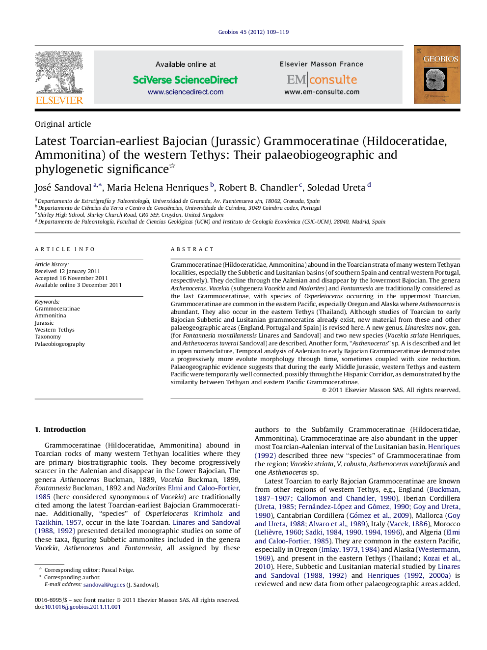 Latest Toarcian-earliest Bajocian (Jurassic) Grammoceratinae (Hildoceratidae, Ammonitina) of the western Tethys: Their palaeobiogeographic and phylogenetic significance 