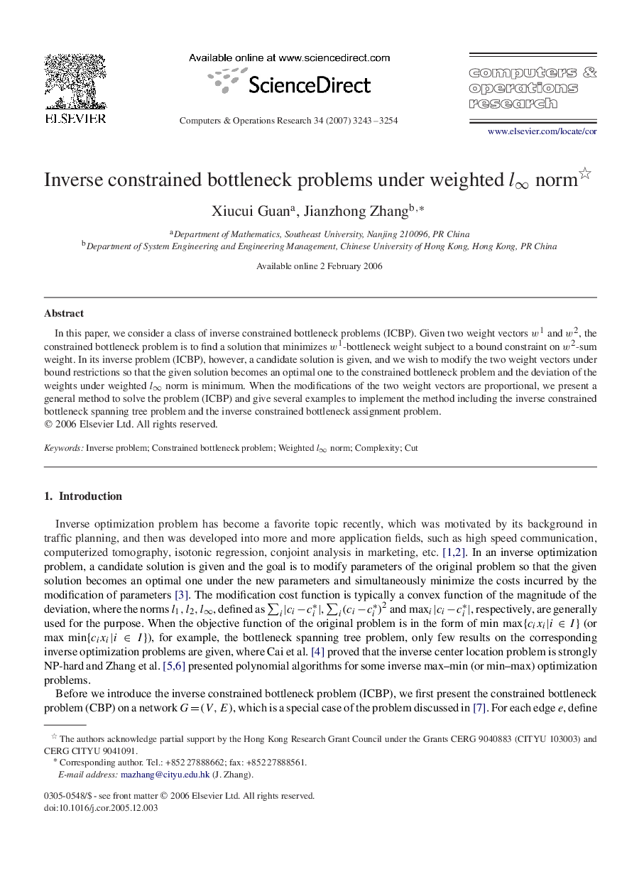 Inverse constrained bottleneck problems under weighted l∞l∞ norm 