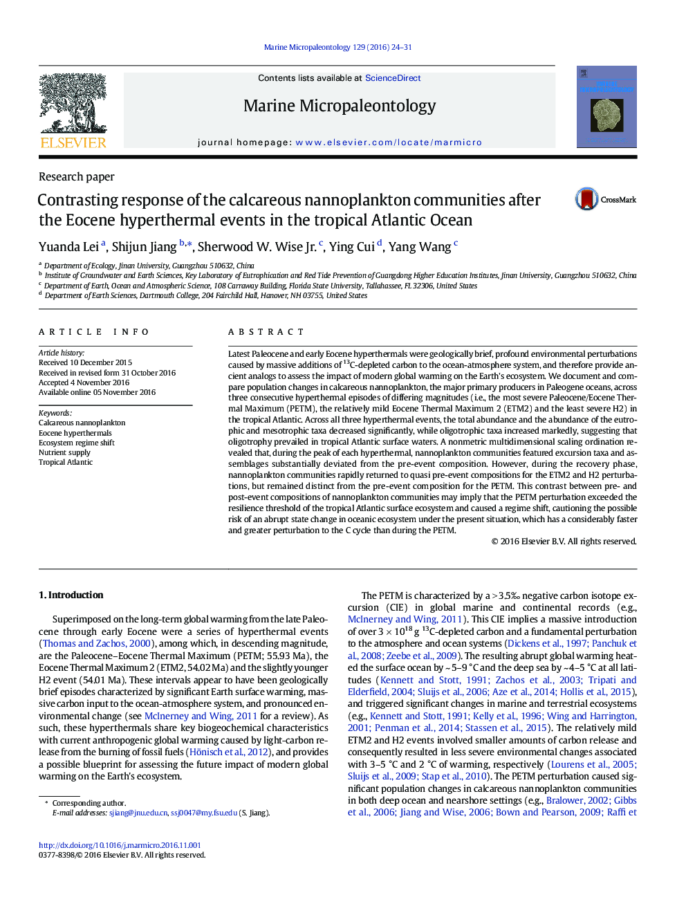 Contrasting response of the calcareous nannoplankton communities after the Eocene hyperthermal events in the tropical Atlantic Ocean