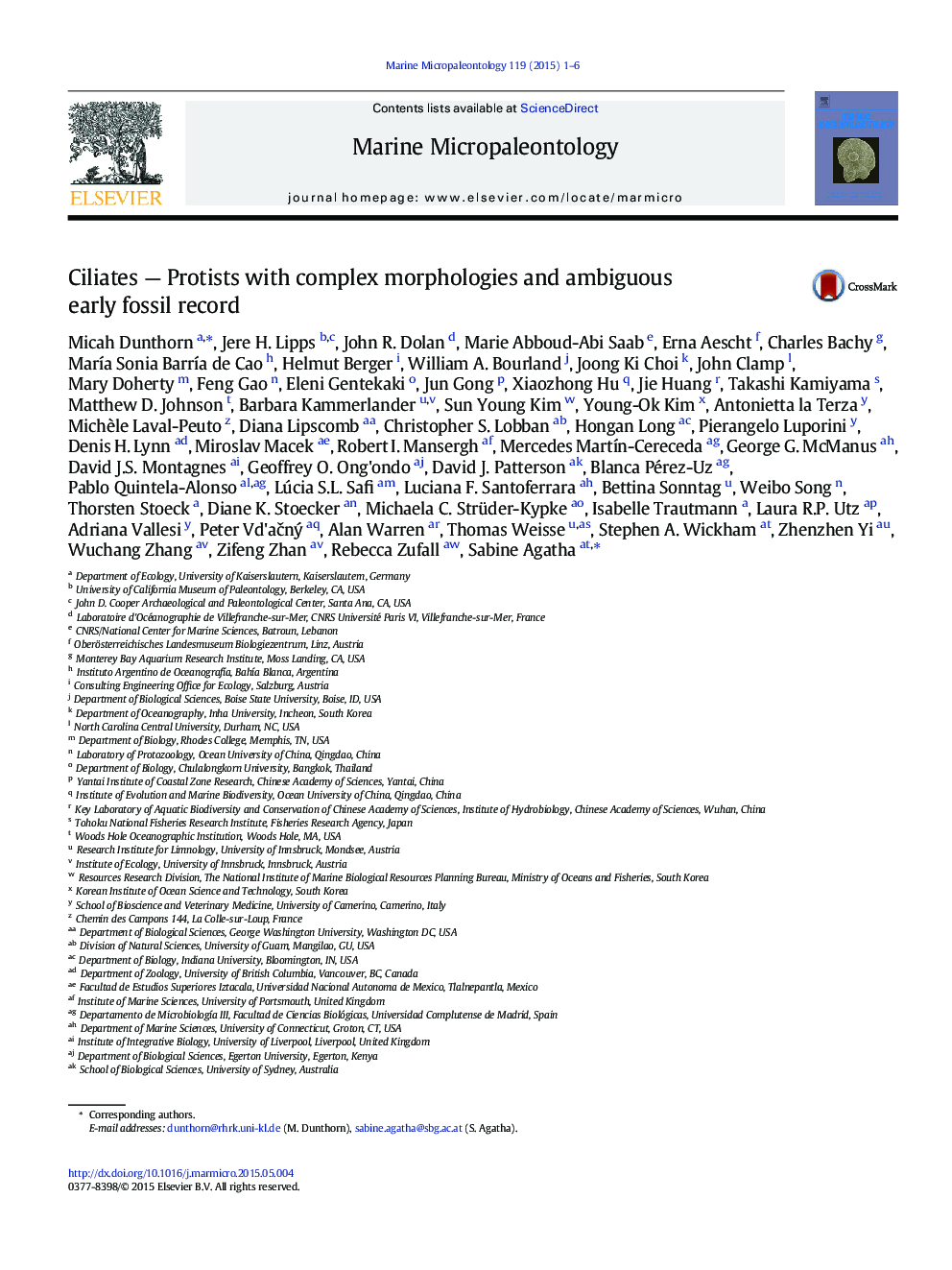 Ciliates — Protists with complex morphologies and ambiguous early fossil record