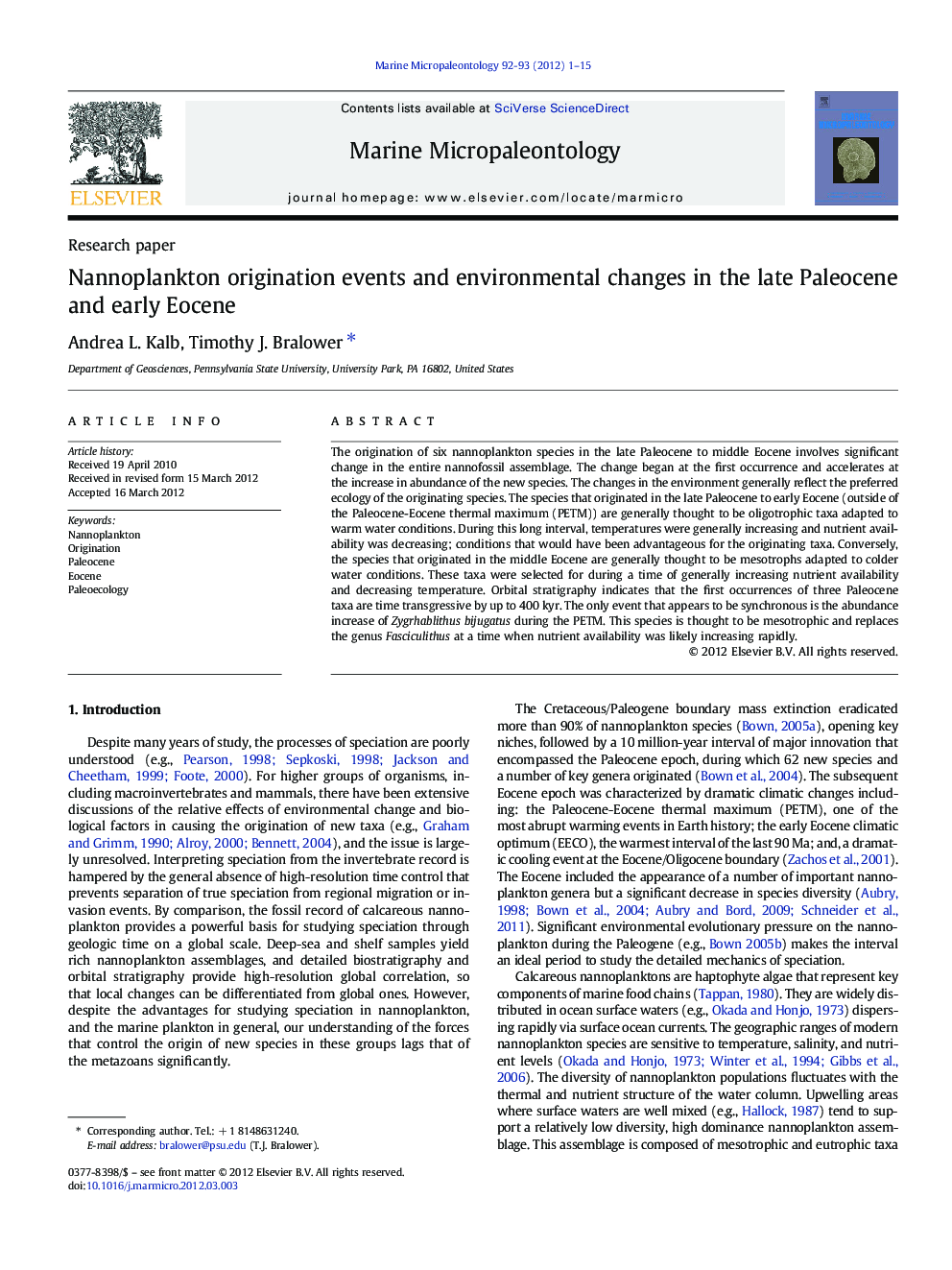 Nannoplankton origination events and environmental changes in the late Paleocene and early Eocene