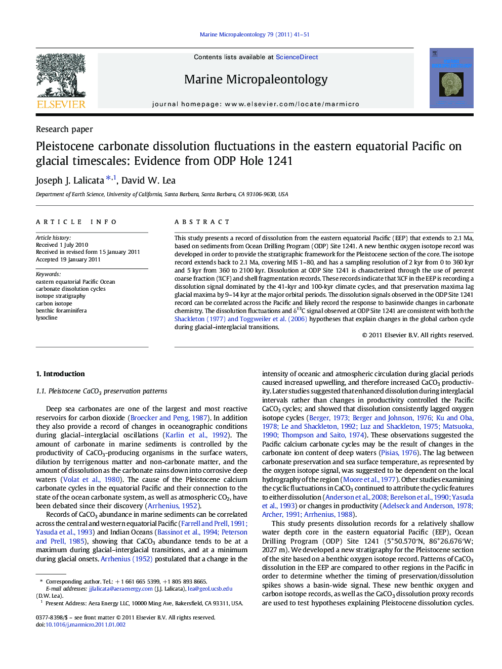 Pleistocene carbonate dissolution fluctuations in the eastern equatorial Pacific on glacial timescales: Evidence from ODP Hole 1241