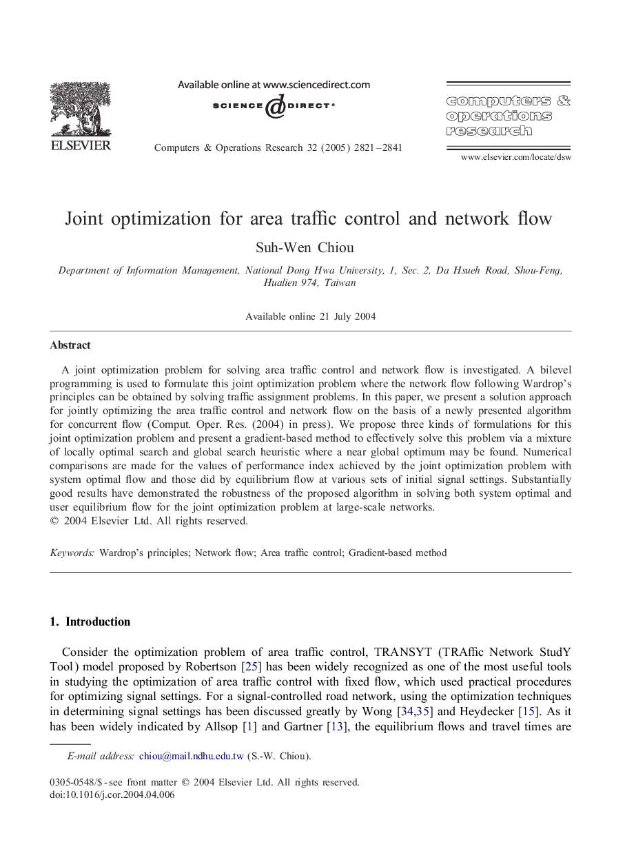 Joint optimization for area traffic control and network flow