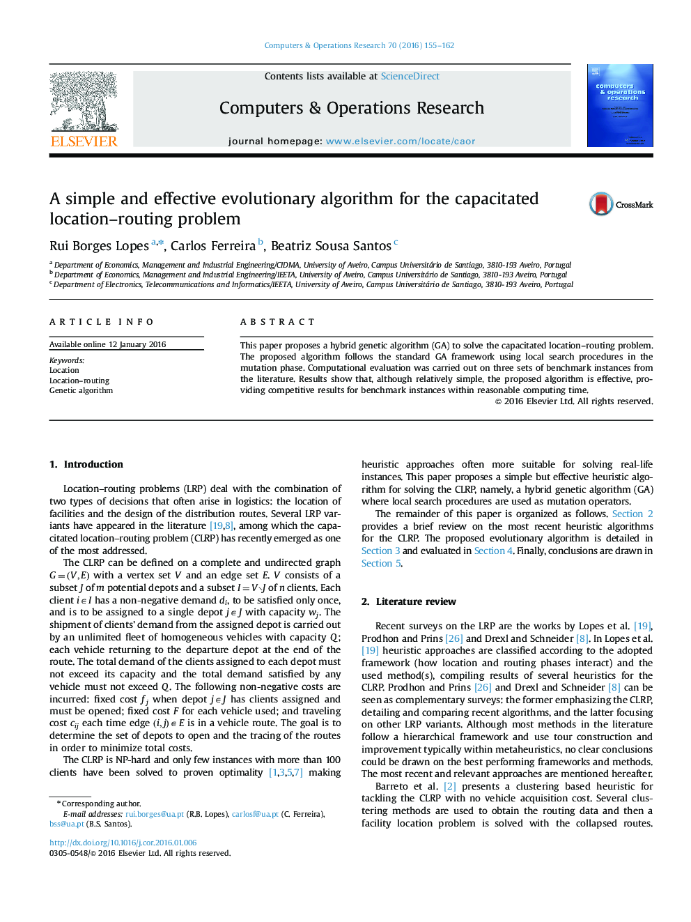 A simple and effective evolutionary algorithm for the capacitated location–routing problem