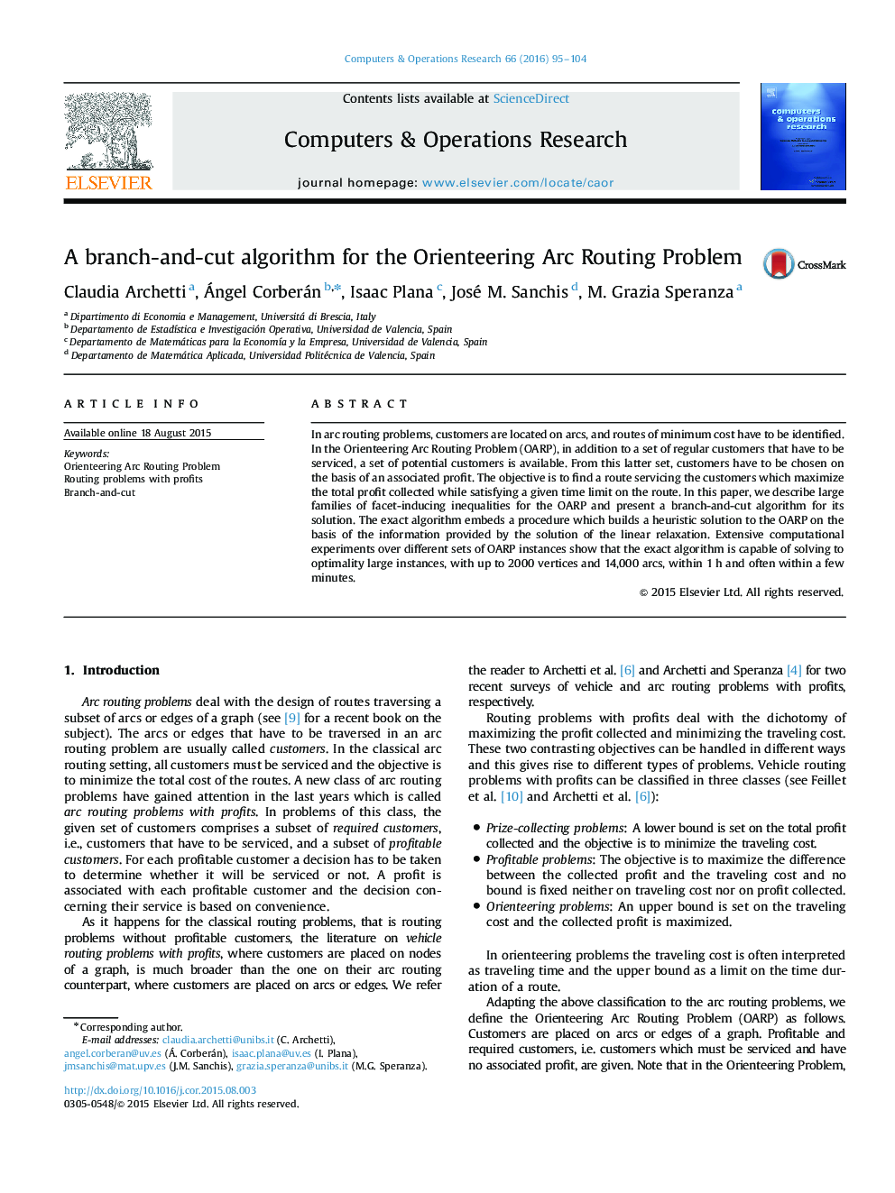 A branch-and-cut algorithm for the Orienteering Arc Routing Problem