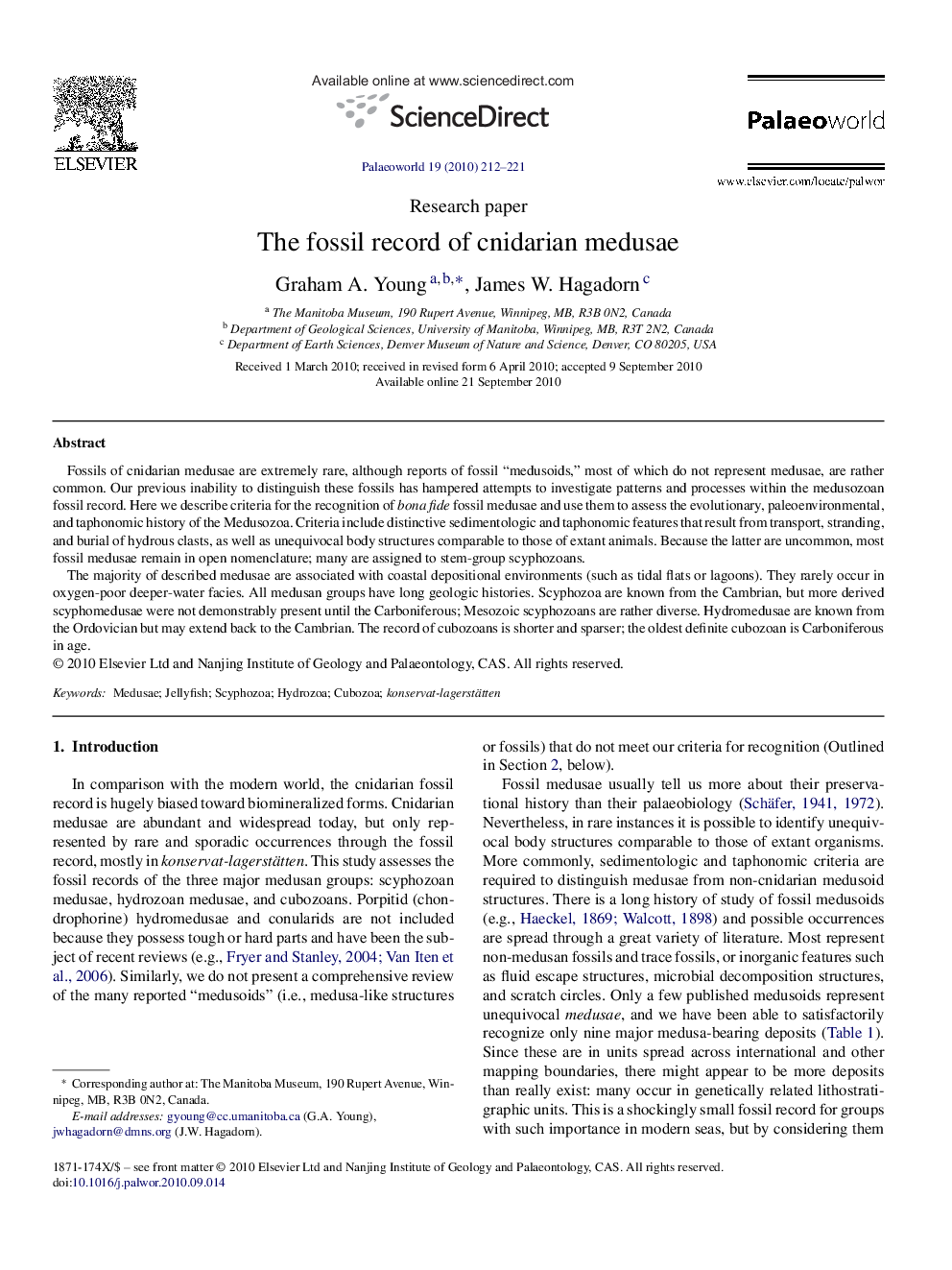 The fossil record of cnidarian medusae