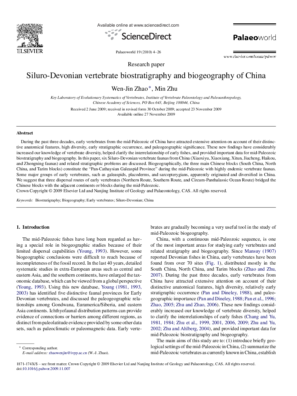 Siluro-Devonian vertebrate biostratigraphy and biogeography of China