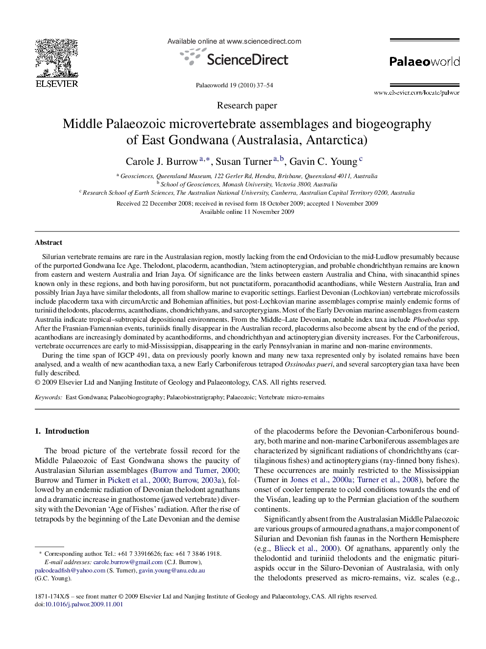 Middle Palaeozoic microvertebrate assemblages and biogeography of East Gondwana (Australasia, Antarctica)