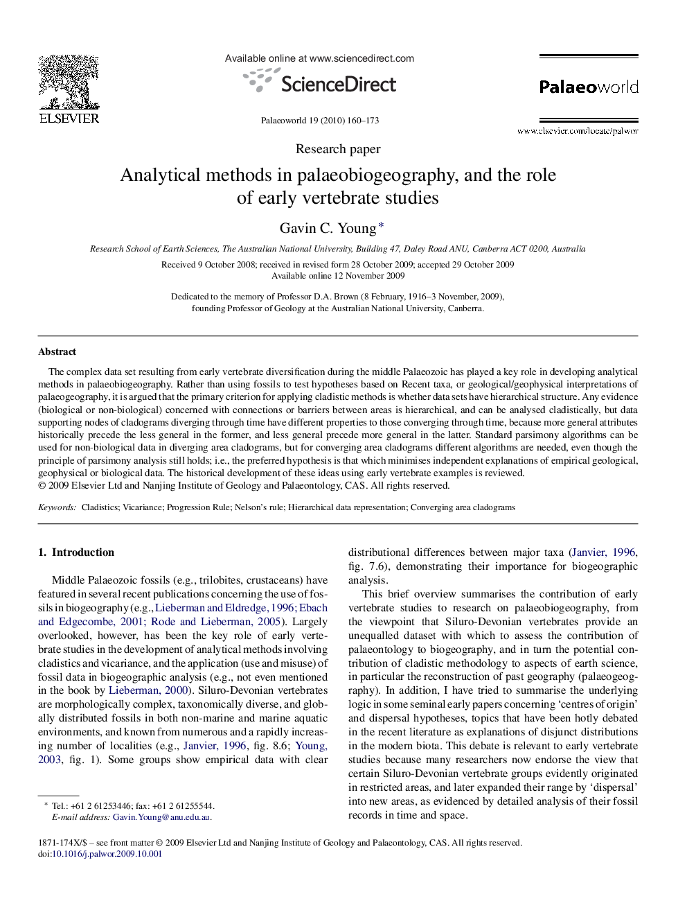 Analytical methods in palaeobiogeography, and the role of early vertebrate studies