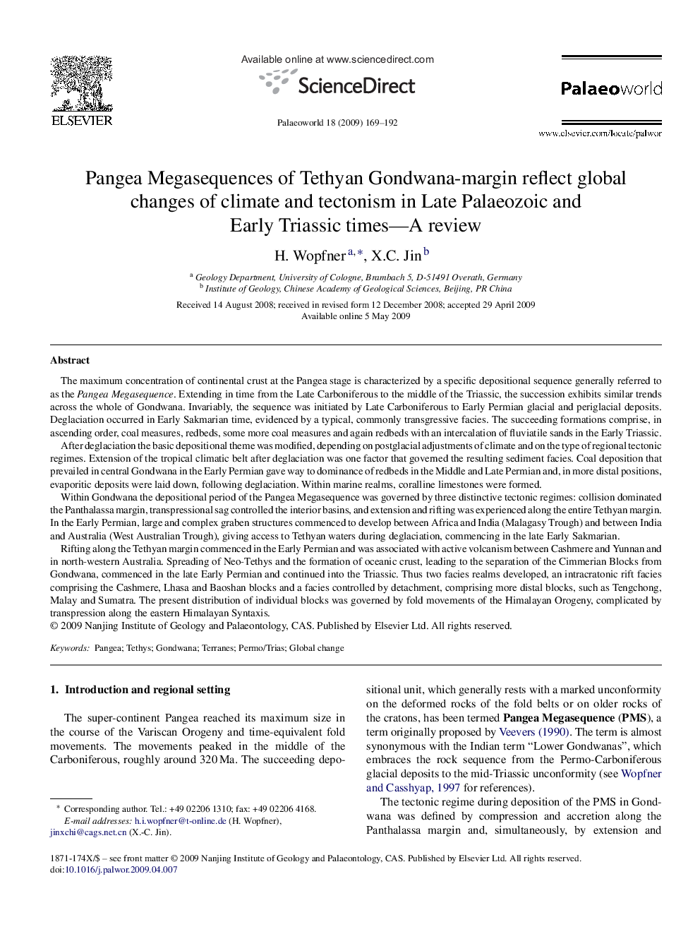 Pangea Megasequences of Tethyan Gondwana-margin reflect global changes of climate and tectonism in Late Palaeozoic and Early Triassic times—A review