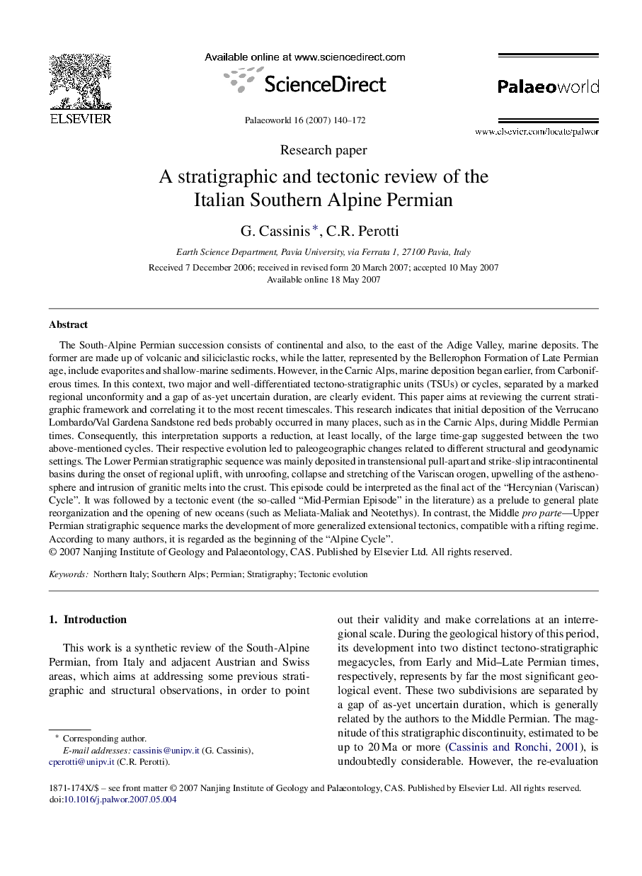 A stratigraphic and tectonic review of the Italian Southern Alpine Permian