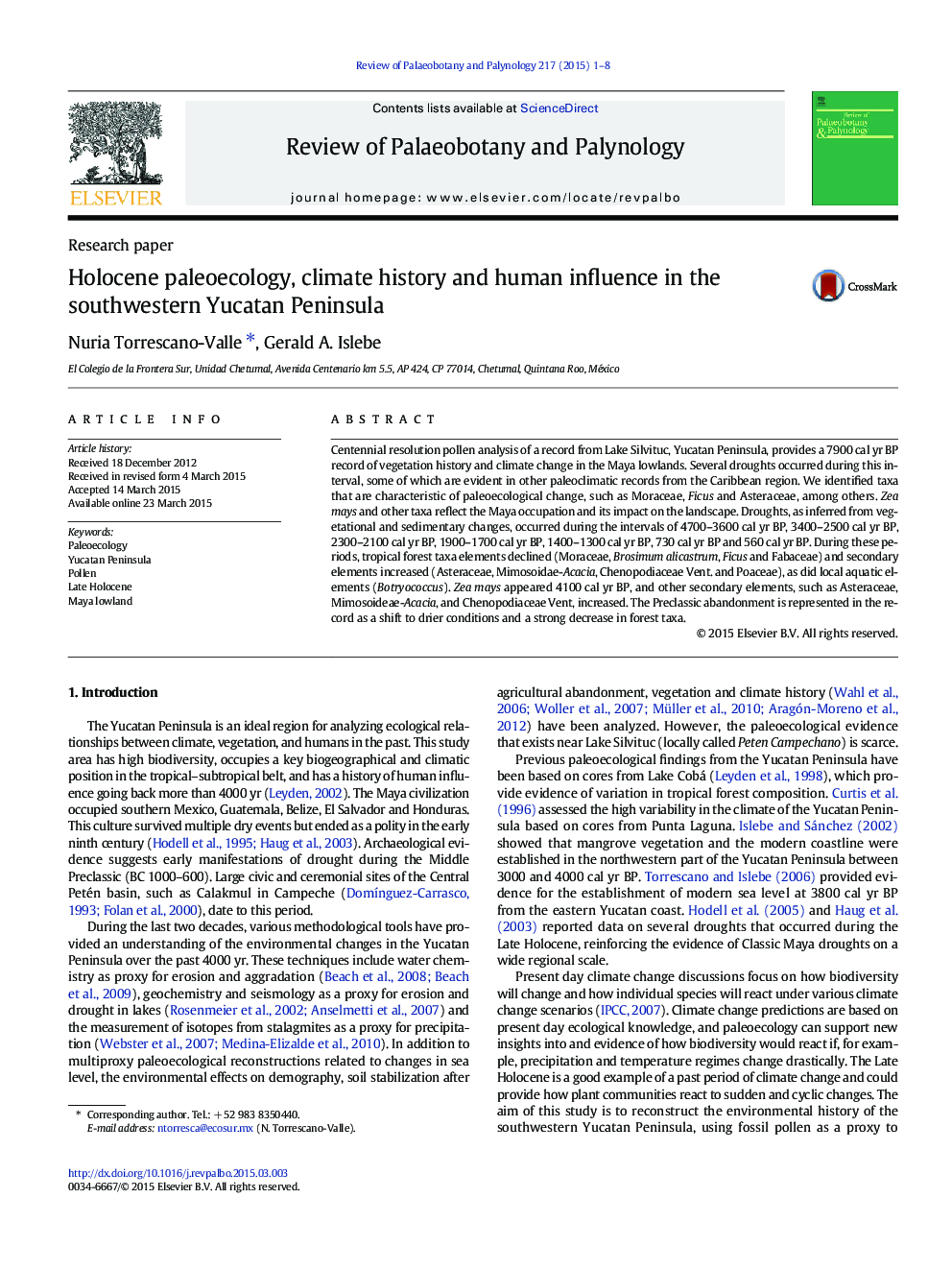 Holocene paleoecology, climate history and human influence in the southwestern Yucatan Peninsula