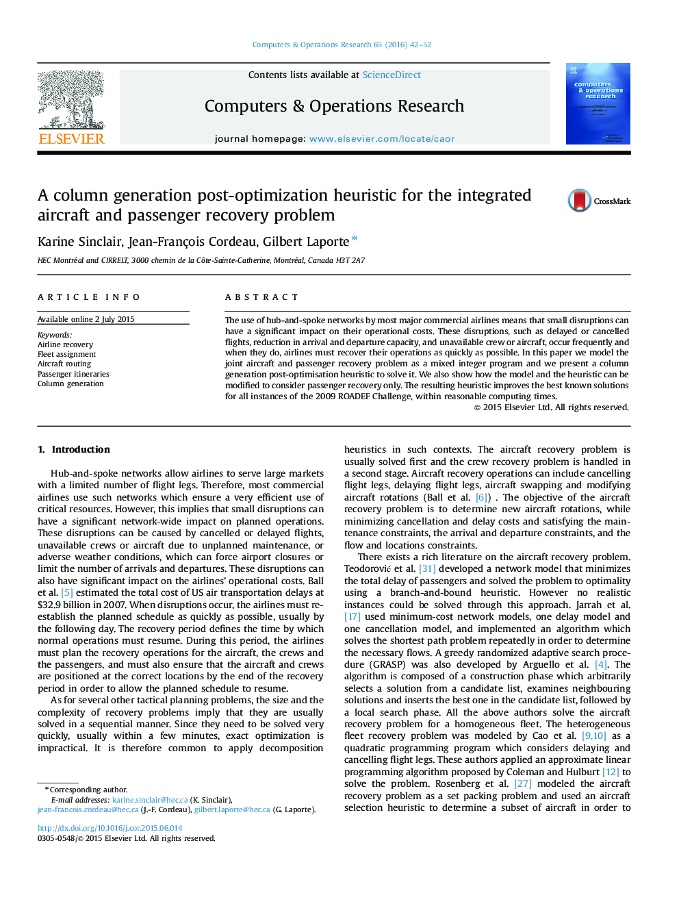 A column generation post-optimization heuristic for the integrated aircraft and passenger recovery problem