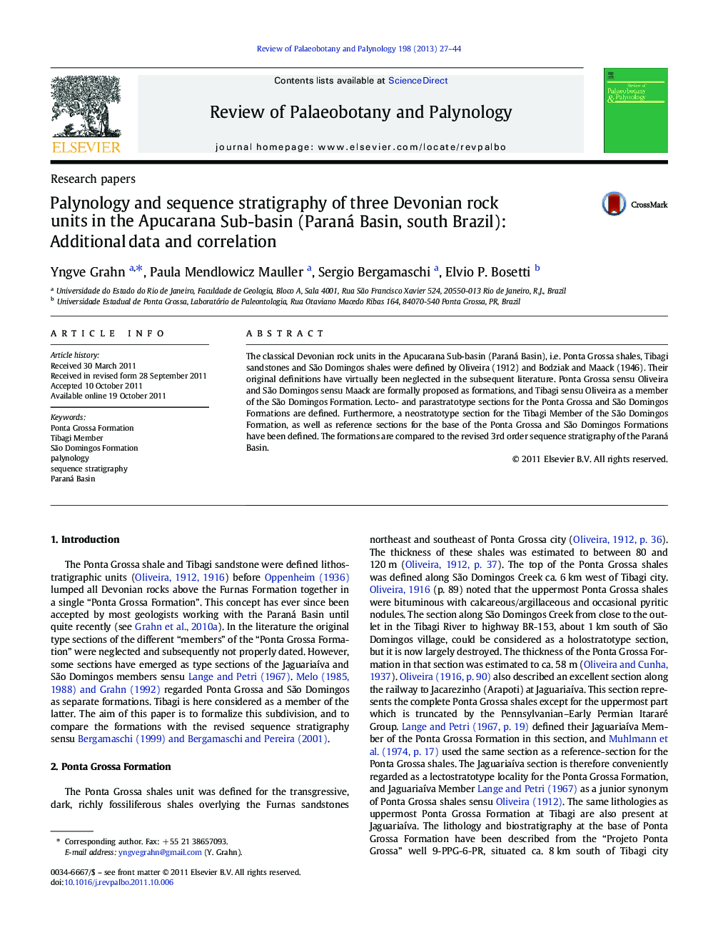 Palynology and sequence stratigraphy of three Devonian rock units in the Apucarana Sub-basin (Paraná Basin, south Brazil): Additional data and correlation