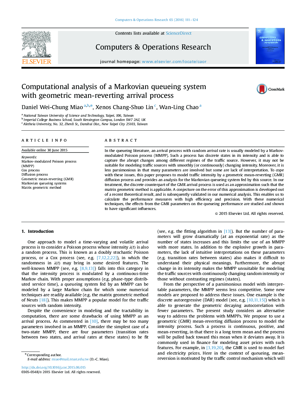 Computational analysis of a Markovian queueing system with geometric mean-reverting arrival process