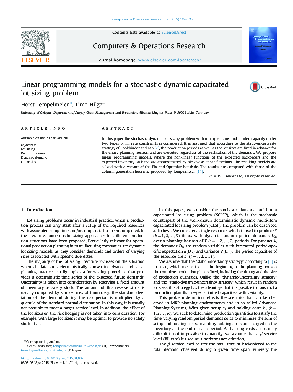 Linear programming models for a stochastic dynamic capacitated lot sizing problem