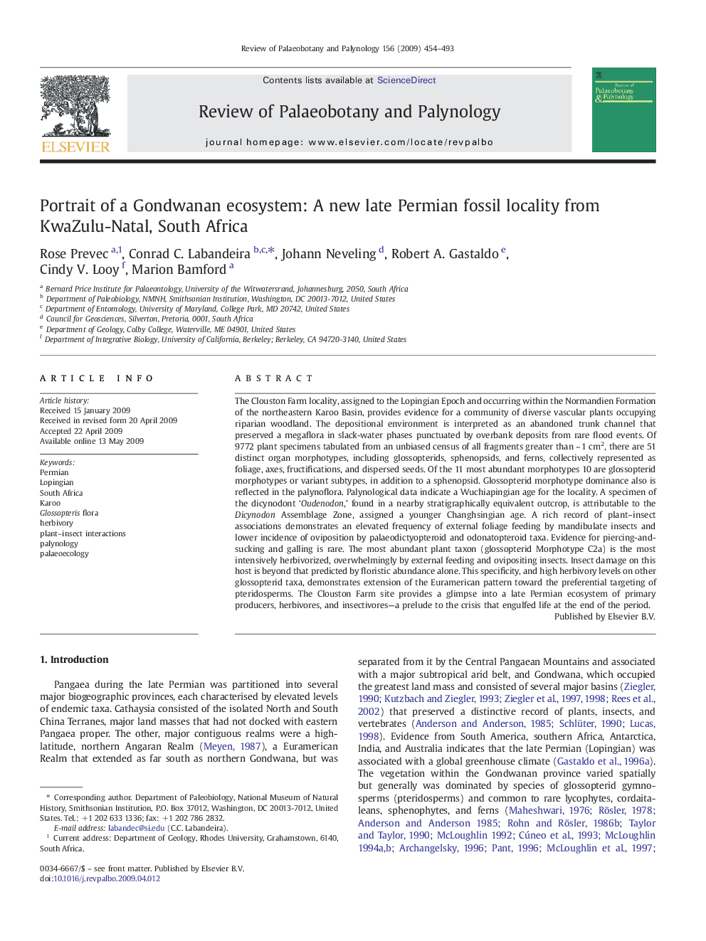 Portrait of a Gondwanan ecosystem: A new late Permian fossil locality from KwaZulu-Natal, South Africa