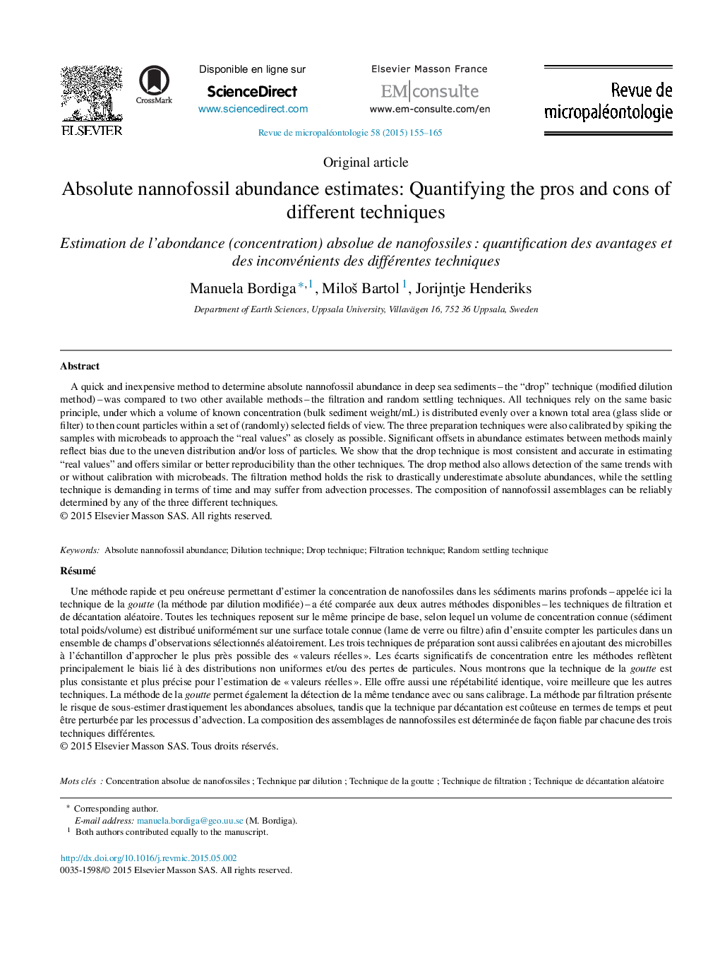 Absolute nannofossil abundance estimates: Quantifying the pros and cons of different techniques