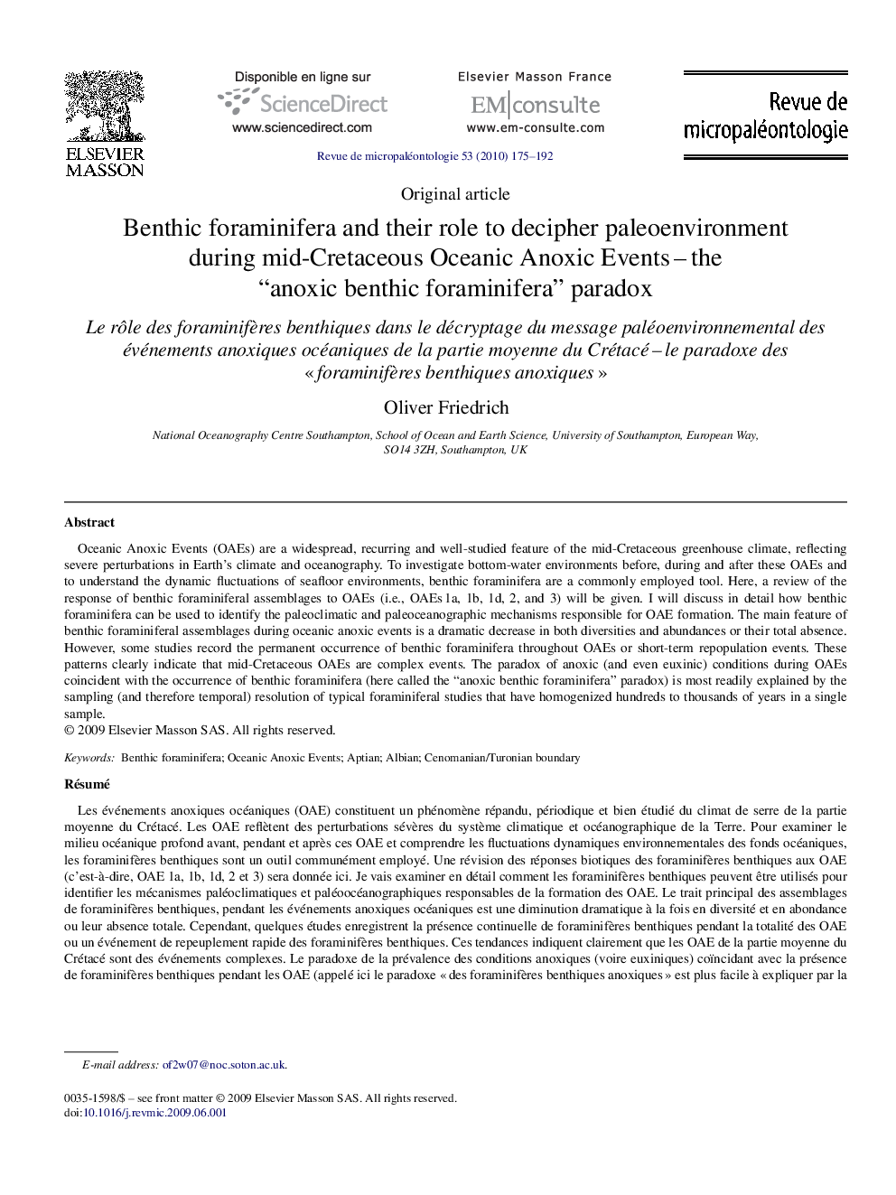 Benthic foraminifera and their role to decipher paleoenvironment during mid-Cretaceous Oceanic Anoxic Events – the “anoxic benthic foraminifera” paradox