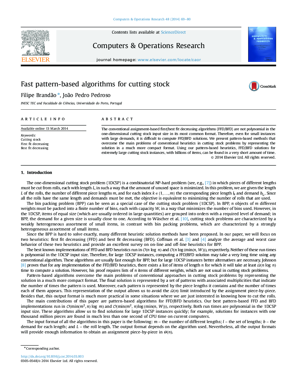 Fast pattern-based algorithms for cutting stock