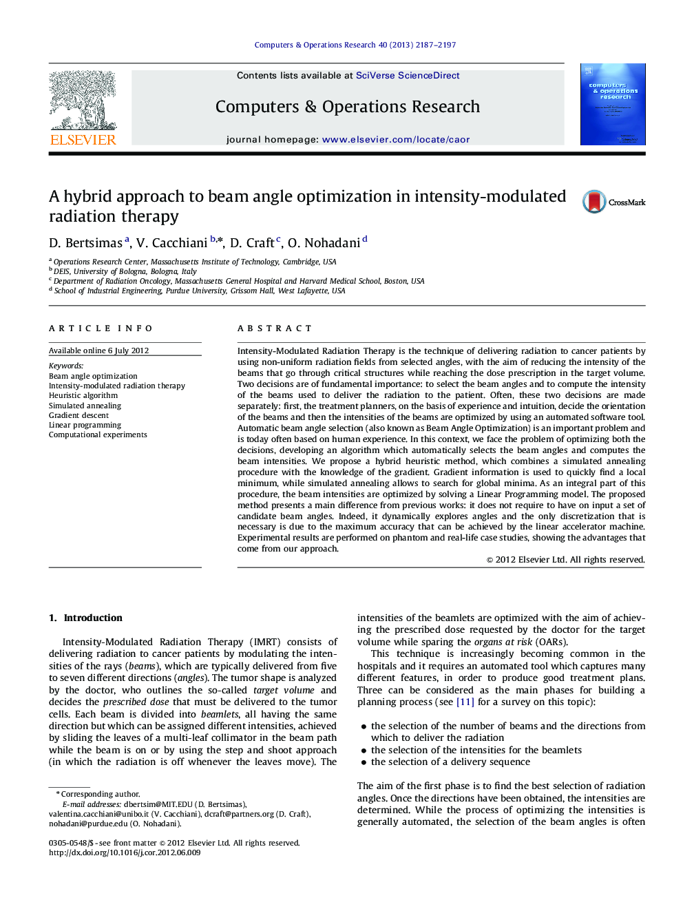 A hybrid approach to beam angle optimization in intensity-modulated radiation therapy